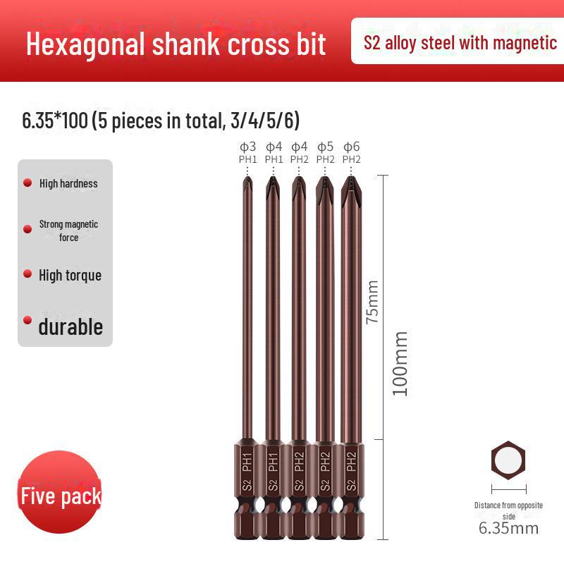 Qingwei S2 Magnetická wolframová ocelová šestihranná křížová elektrická šroubováková hlava