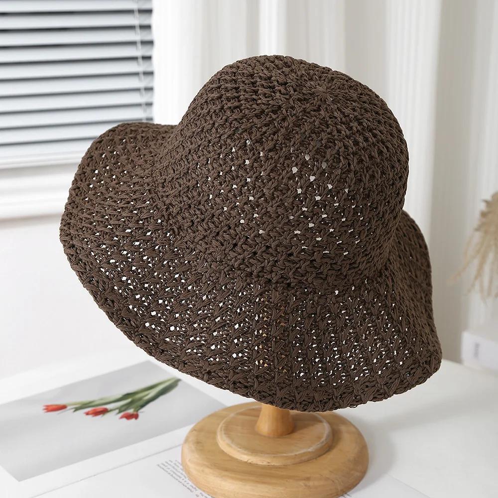 Women's Summer Fisherman Hat Breathable Sun Protection Foldable Wide Brim Beach Sun Hat for Outdoor Travel Fashion Accessories