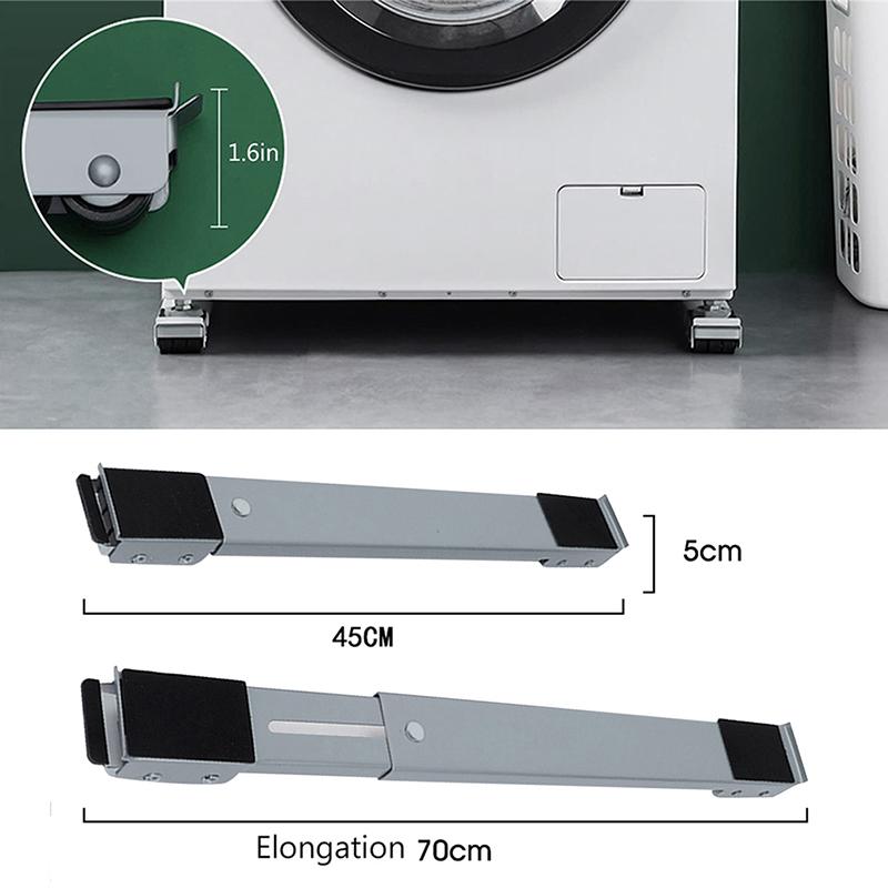 Heavy Duty Adjustable Appliance Rollers with Brake Telescopic Mobile Base Wheels for Washing Machine Fridge Furniture
