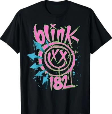 Blink 182 Neon Rock Music Band 100% Cotton T-shirt Mens Tees Top