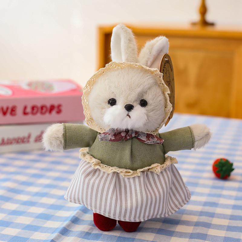 Toy Plush Rabbit Doll Clothes Couple Key Chain Backpack Accessory Gift Birthday