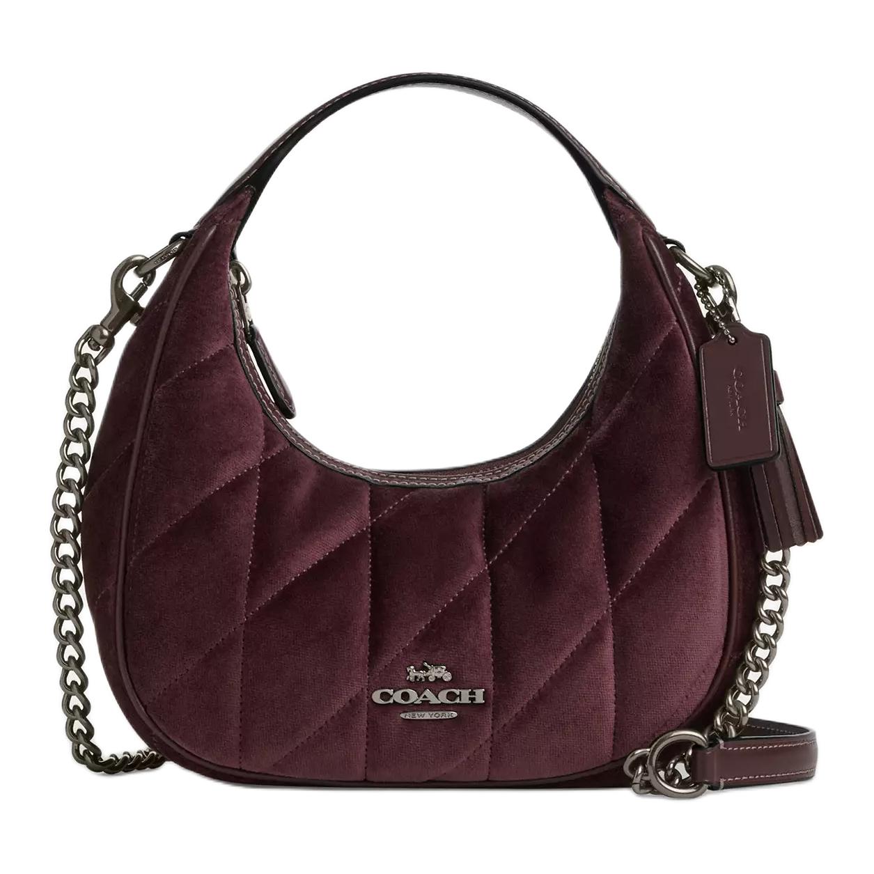 

Coach Carmen 20 Removable Shoulder Strap Velvet And Smooth Leather Mini Handbag Women Handbags Dark-Red CCE61-QBBUR Basic Set (Bag+Dust Bag)