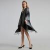 Autumn and Winter Scarf Shawl Double-sided Gradual Change of Color Tassel Jacquard Split Large Shawl Travel Camping Outside Cloak