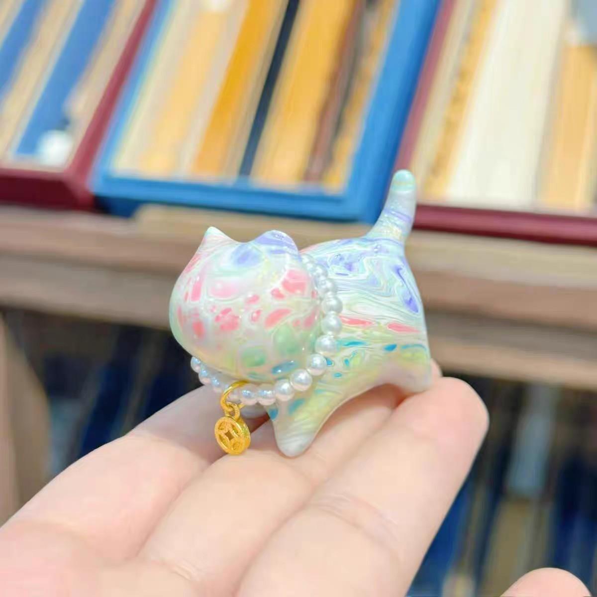 1 pcs Hangzhou Lingyin Lacquer Cat Keychain, Cat Bag Hanging, Cartoon Pendant, Lucky and Safe, Lacquer Gourd Car Hanging