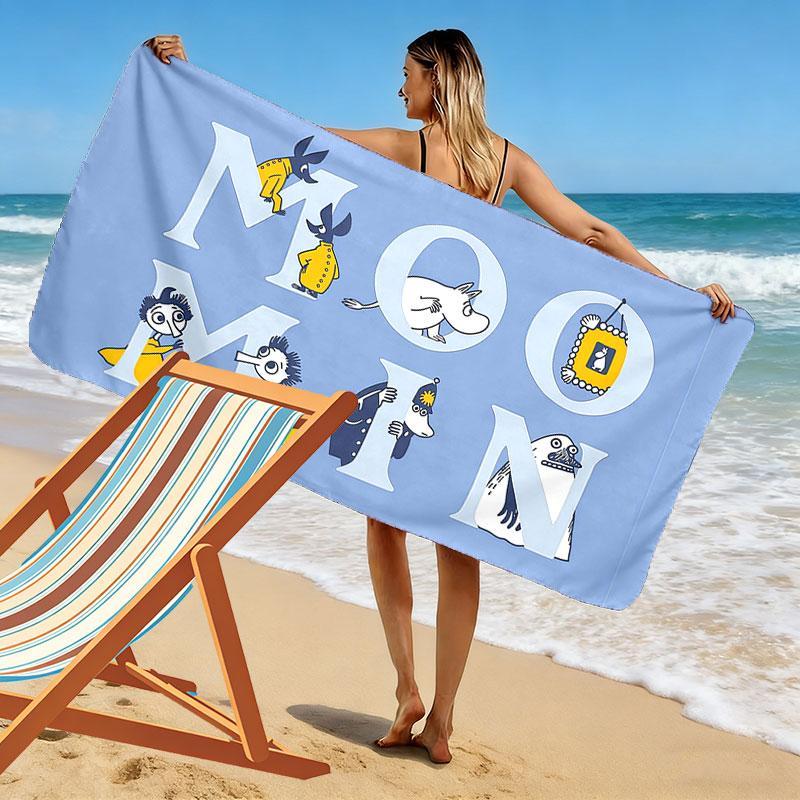 Moomin Art Print Beach Towel, Large Soft Quick Dry Towel for Beach Camping Swimming