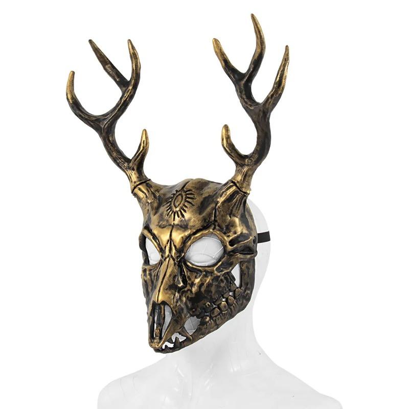 Dämon Wendigo Elch Maske Kopfschmuck Cosplay Gothic Tier Geweih Horn Blutige Knochen Masken Halloween Karnevalsparty Kostüm Requisiten