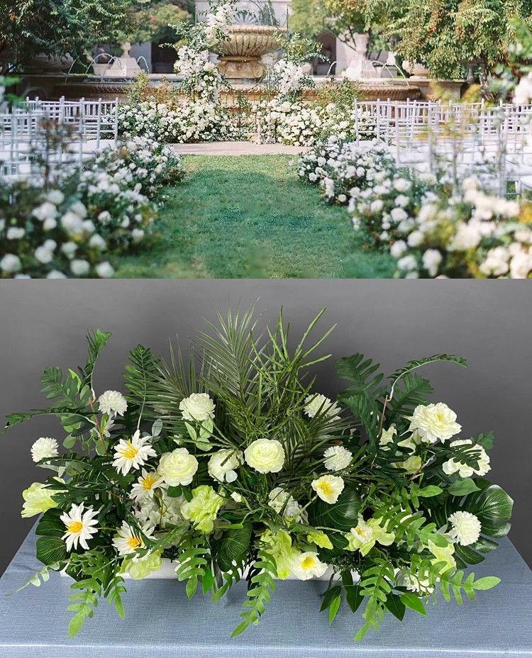 Großes Seidenblumen Hochzeitsgang & T-Bühnen Dekorationsset