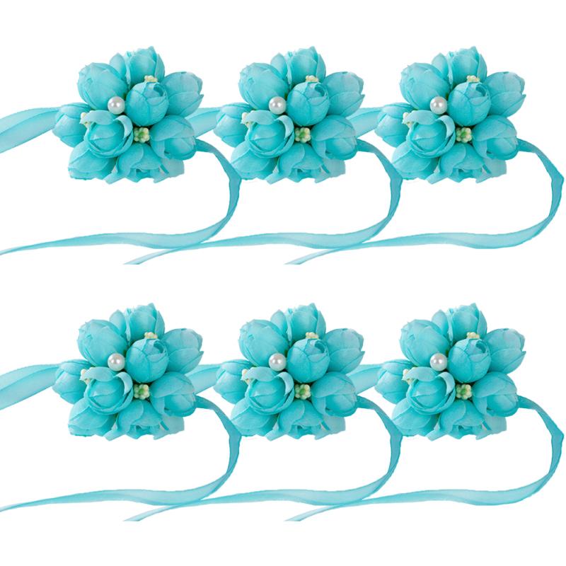 6pcs Wrist Flower Hand Flower Wedding Supplies Accessories For Bride Bridesmaid Party Prom
