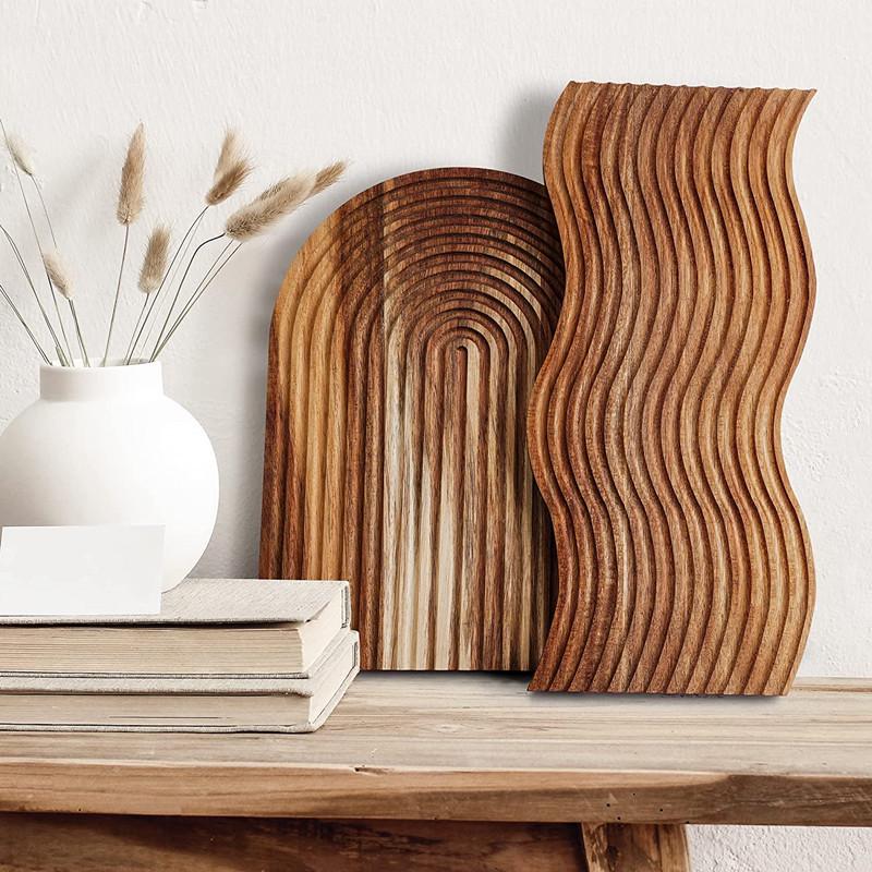 Japanese Beech Wood Ripple Pattern Chopping Board & Tray for Boiling Tea, Cake, Bread, and Creative Decor.