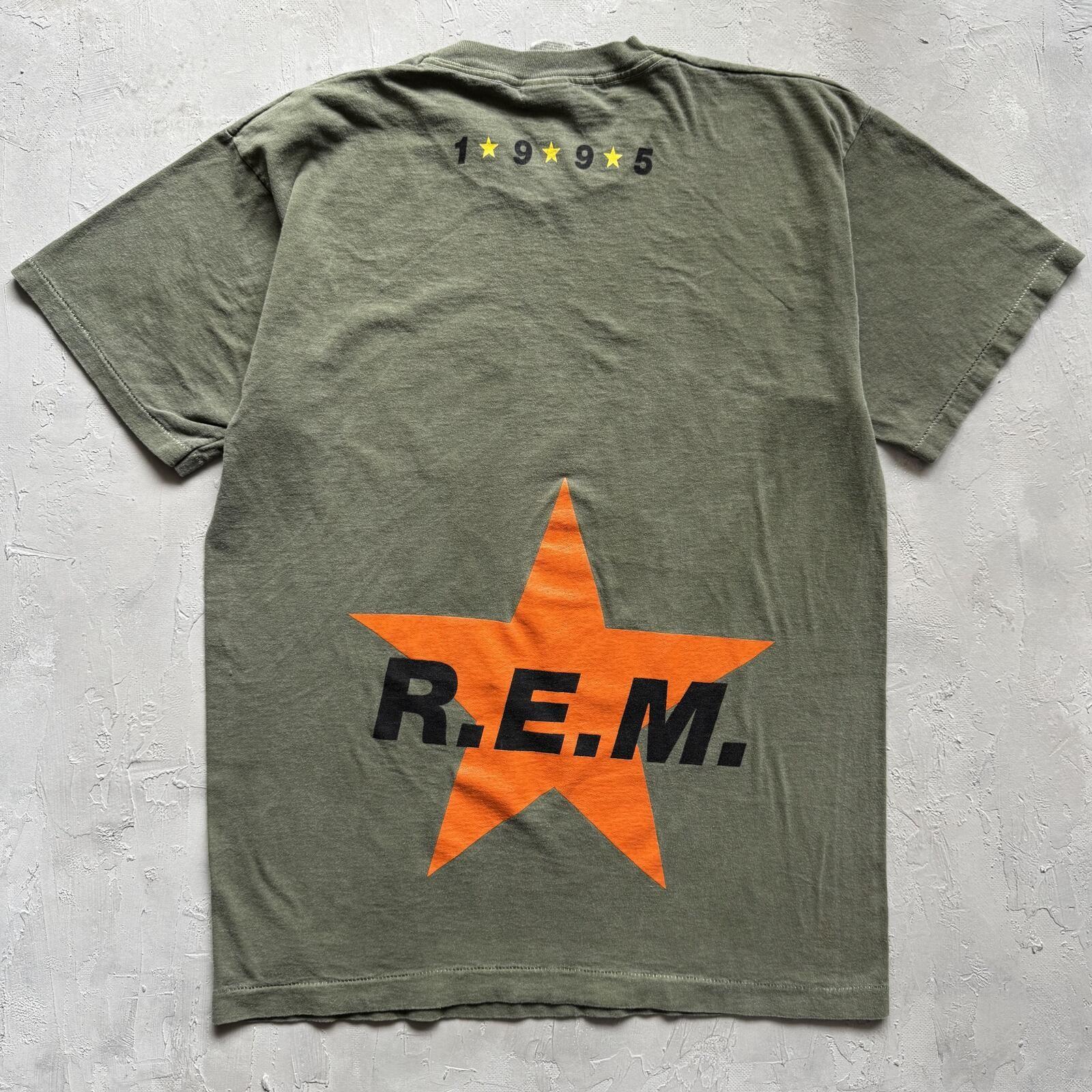 Vintage 1995 R.E.M Olive Green Star Band T Shirt Unisex T-Shirt L