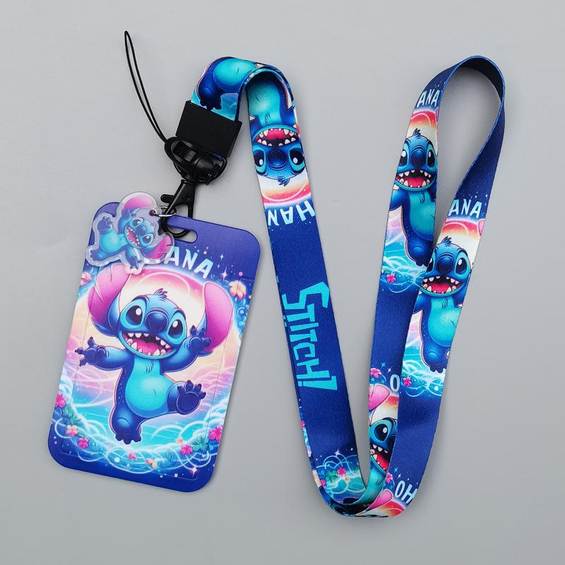 New Stitch Card Holder Anti-lost Cartoon Neck Strap Card Holder Nd Girls Toy Lanyard Badge Clip Present High Quality