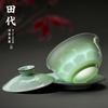 180ML celadon cover bowl, Chinese style pure hand-carved Kung Fu tea set, tea bowl, hand-held tea bowl