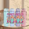 1PC Colorful Retro Rainbow Cartoon Print 750ml Portable Sports Water Bottle Leakproof Gym Outdoor Travel Drink Cup