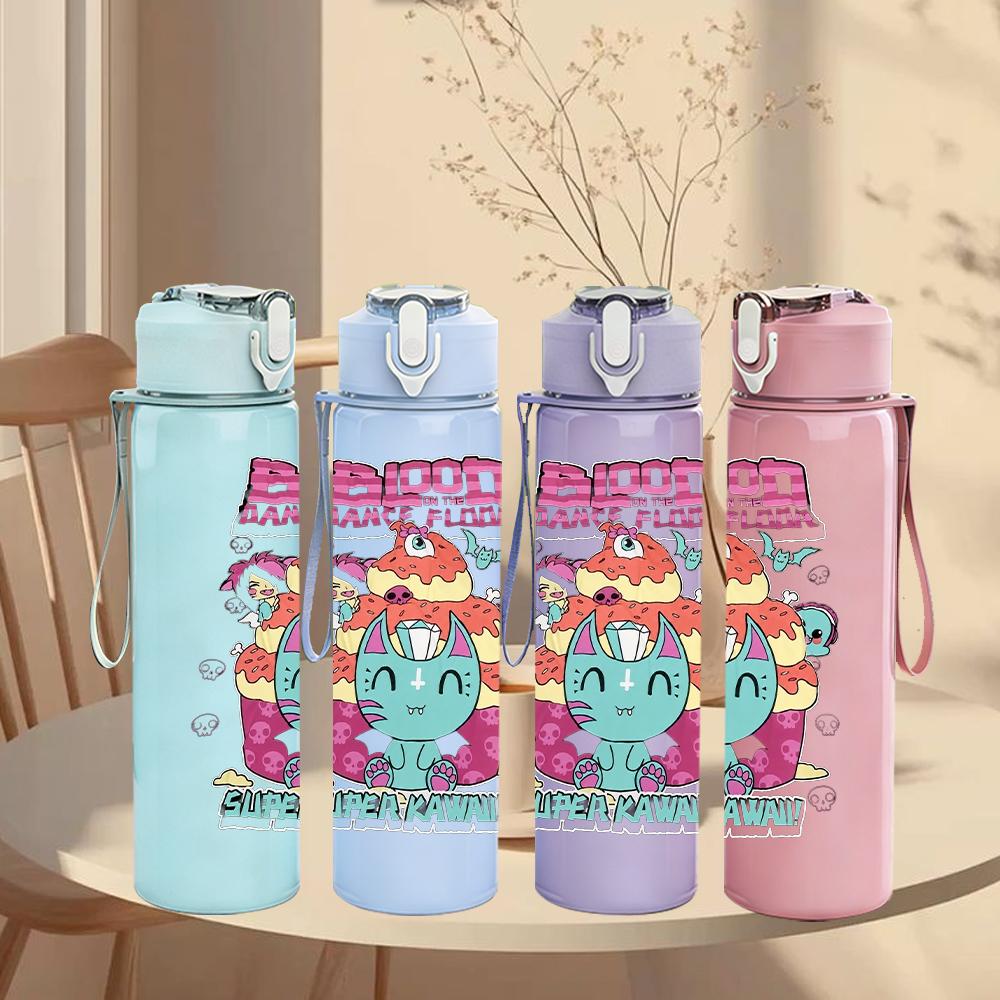 1PC Colorful Retro Rainbow Cartoon Print 750ml Portable Sports Water Bottle Leakproof Gym Outdoor Travel Drink Cup