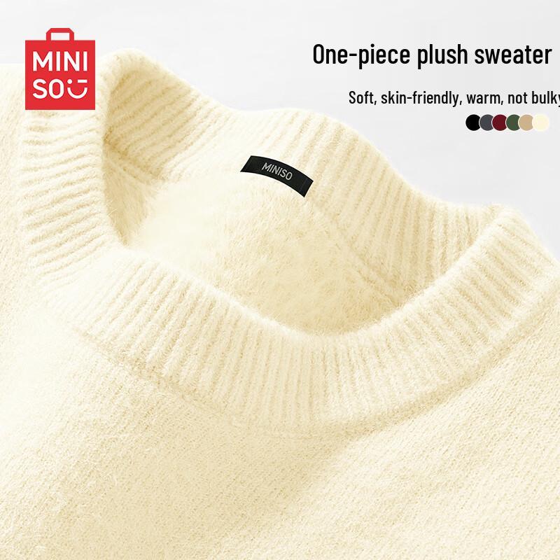 

MINISO Men s Plush-Lined Loose Fit Round Neck Sweater L