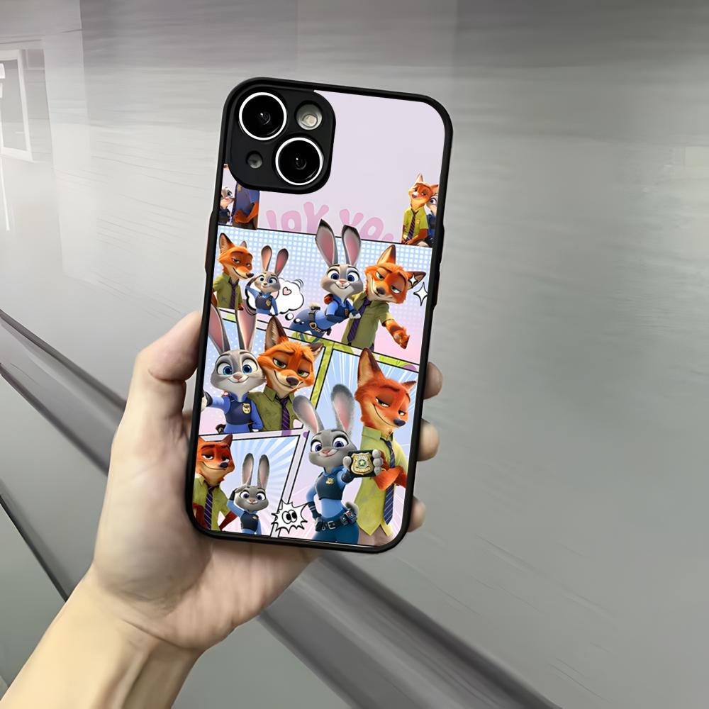Z-ZootopiaS Nick Judy Phone Case For Iphone 17 16 15 14 13 12 Pro Max Xr Air Plus Skin Feel Black Hard Shell Cover