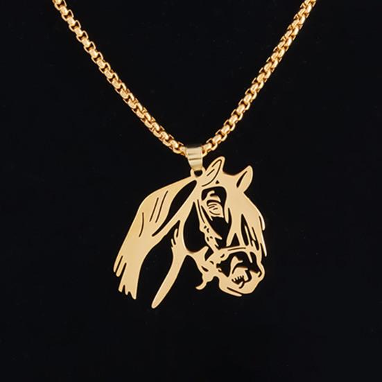 Horse Head Pendant Necklace Horse Silhouette Charm Necklace Women Men Zodiac Animal Necklace Jewelry Gift for Valentine's Day Birthday