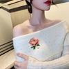 Women Brooch Sparkling Rhinestones Enamel Peony Shape Lapel Pin Suits Coats Bags Scarves Badge Versatile Accessory