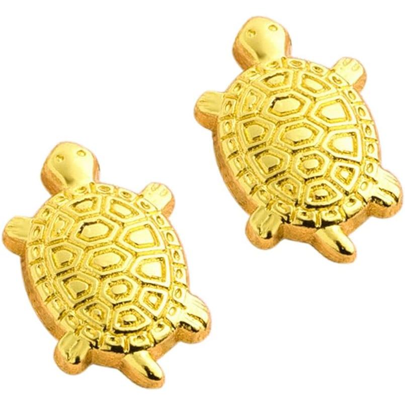 2 Piece Money Turtle Gold Turtle Good Luck Money Luck Up Feng Shui Lucky Mini Gold Turtle Symbol of Good Luck Health and Longevity Tortoise Amulet