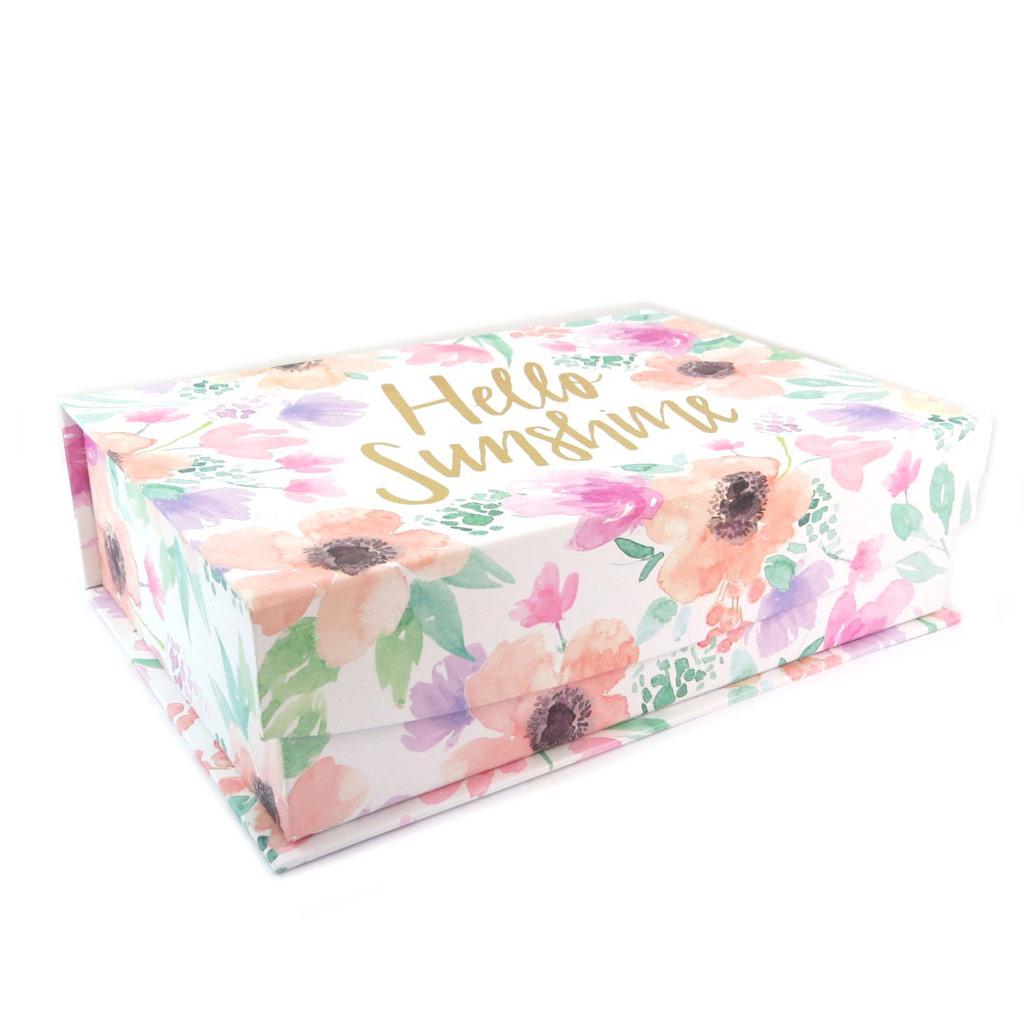 Les Trésors De Lily [P5723] - Set de 3 boîtes à Souvenirs gigognes 'Bonheur Floral' rose mauve - 42. 5x29. 5x13 cm