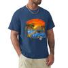 Holiday Vintage Car With Sunset In The Beach T Shirt Harajuku Short Sleeve T-shirt 100% Cotton Graphics Tshirt Tops