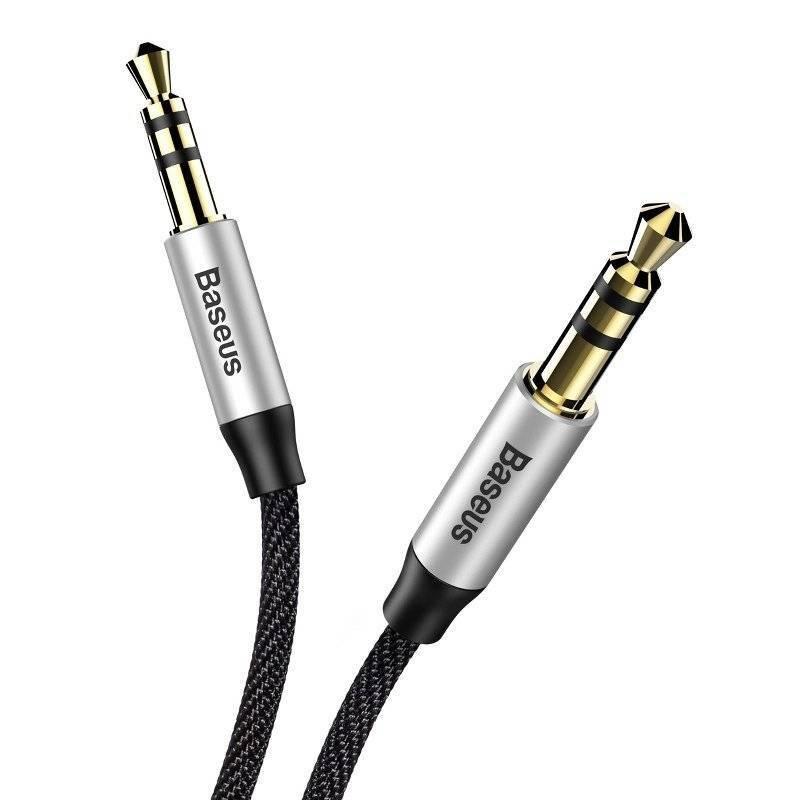 Kabel Audio Mini-Klinke 3,5 mm Aux Baseus Yiven 1 m (Schwarz-Silber)