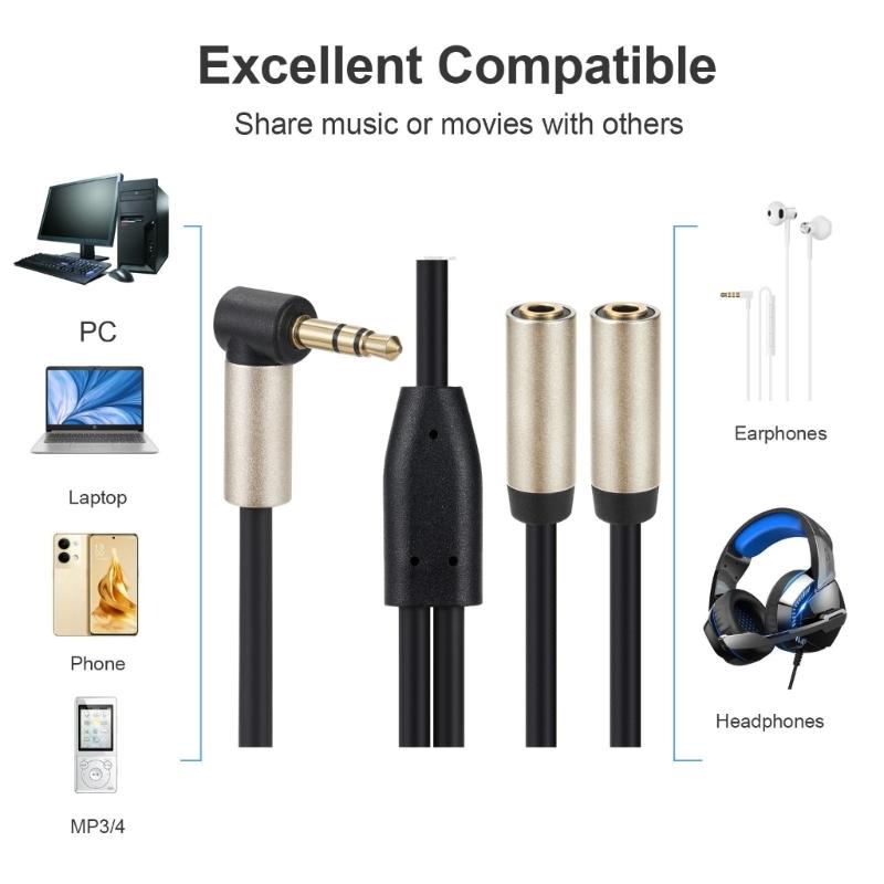 Headset Splitter, 3.5mm Headphone Mics Splitter Cable for Headset 3.5mm Male To 2 Female Microphones Headphone Splitter