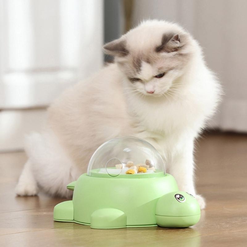 Plastic Rotating Pet Bowl For Dog Featuring Treat Dispensing Animal Feeder Toy Training Design