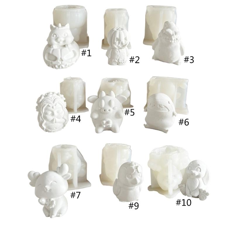 3D Cartoon Animal Silicone Molds Baking Molds Handmade Rabbits Chicken Plaster Molds Castings Molds Craft Supplies
