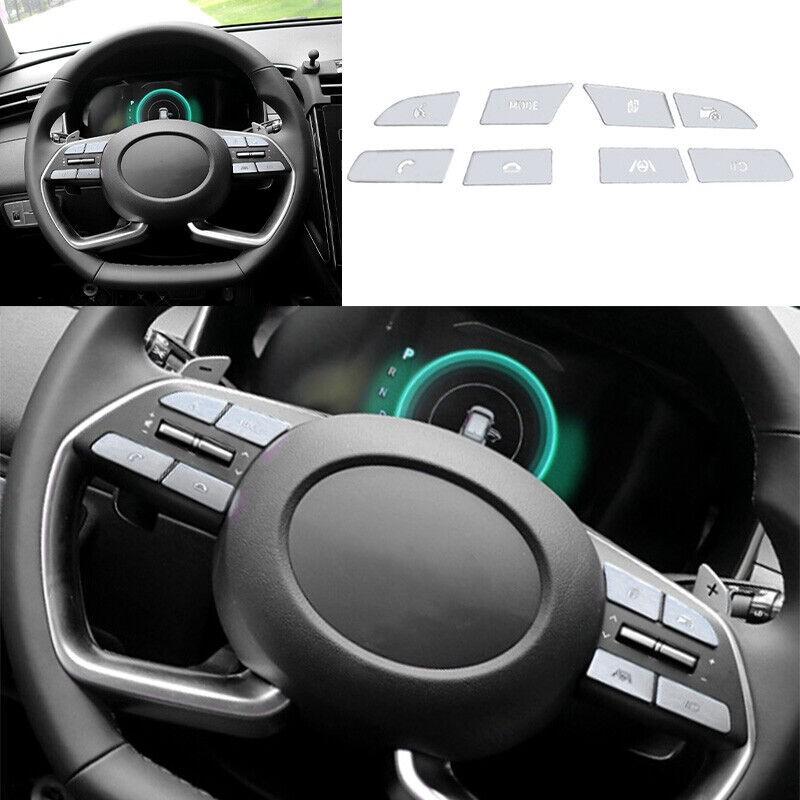 For Hyundai Tucson 2022-2023 Silver Aluminum Steering Wheel Button Frame Trim 8X