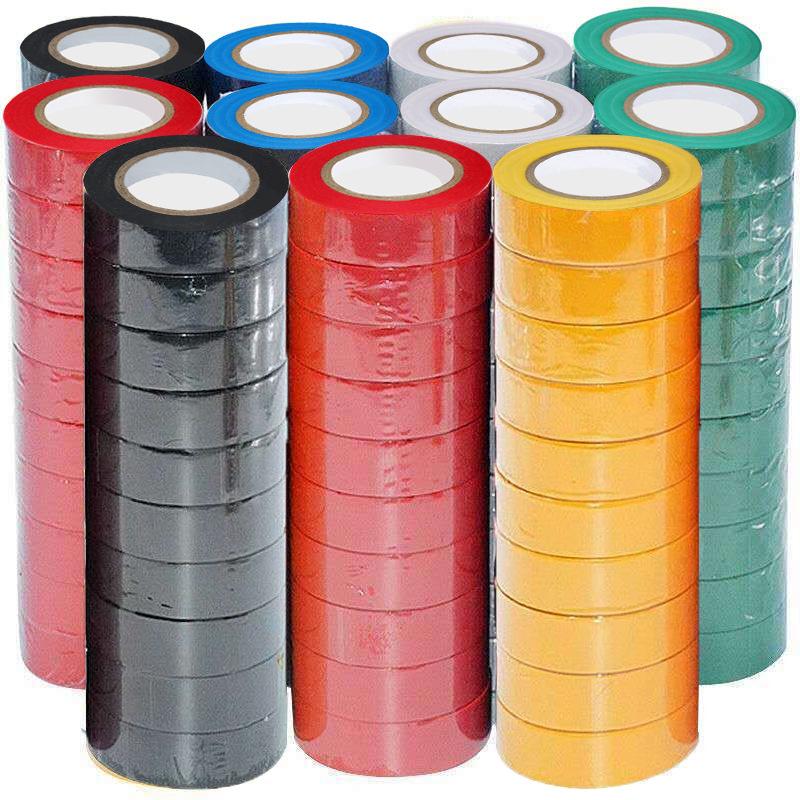 10 Rolls Waterproof Flame Retardant Electrician's Insulating Cloth Tape - High Viscosity, Colored, Large Roll
