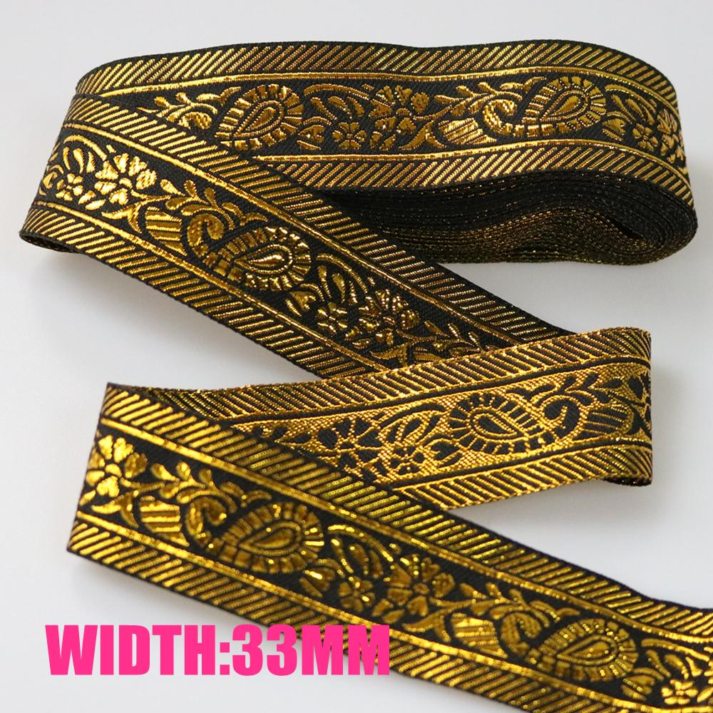 7 METER 25MM~40MM Gold Silver Vintage Ethnic Embroidery Lace Ribbon Boho Trim DIY Clothes Bag Accessories Embroidered Fabric