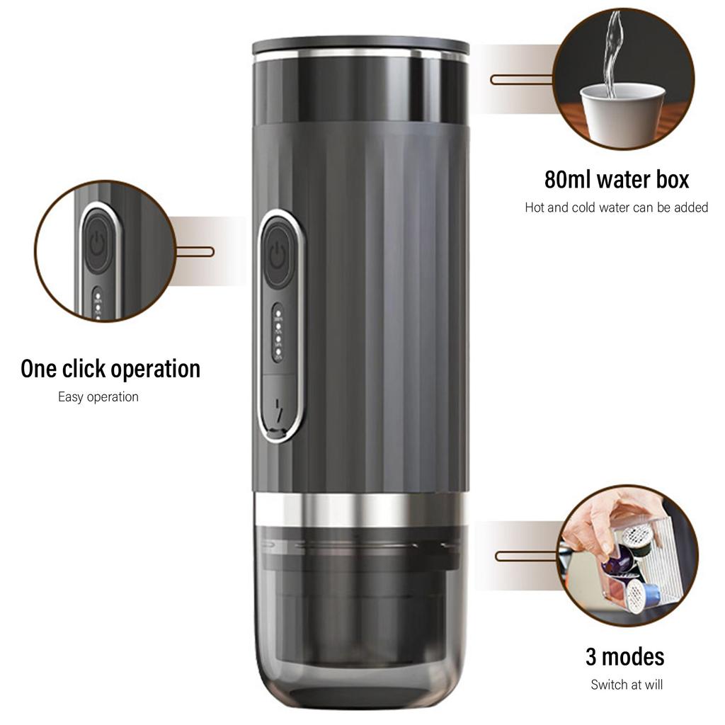 3 In 1 Electric Coffee Maker Leakproof Heat Insulation Portable Coffee Machine for Car Travel Camping Black