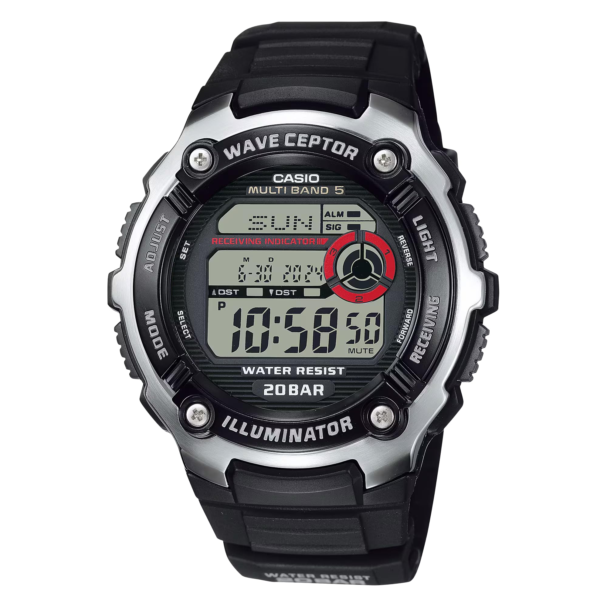 Casio Radio Wave Digital Watch WV200R 20 ATM Water Resistant Business Watch Simple Easy Operation Radio-Controlled Black