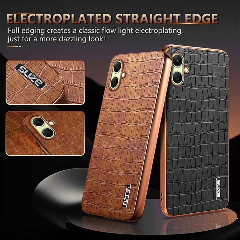 AZNS For Samsung Galaxy A07 4G Case Electroplating Crocodile Texture PU+TPU Phone Cover