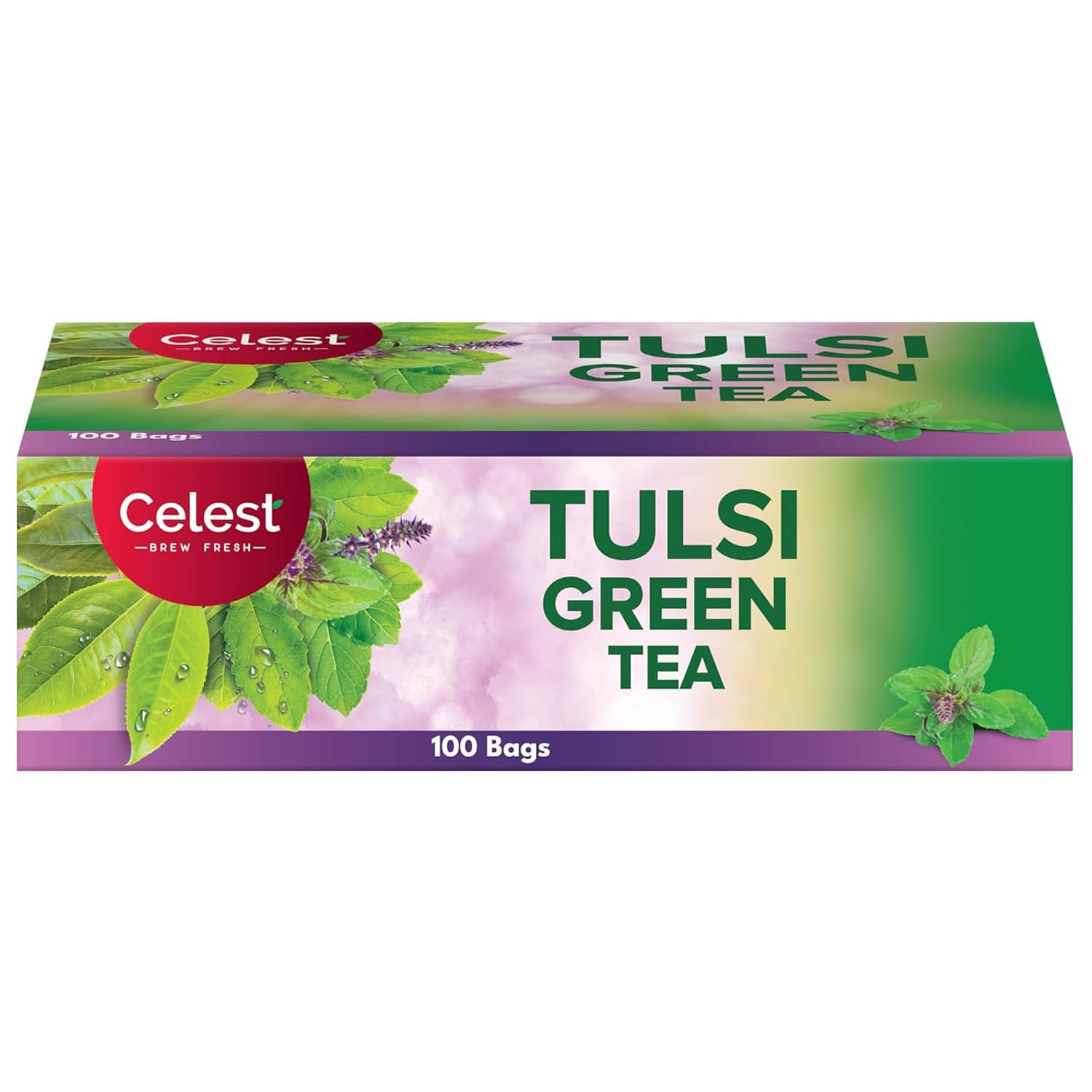 Celest Tulsi Green Tea 100 Bags | Natural Tulsi Green Tea Bags for Wellness and Detox