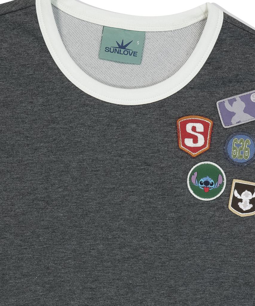 Sun Love [Stitch] W Wappen Ringer Tee Heather Charcoal