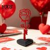 Easy To Assemble Ornament Rose And Heart Sculpture, 3D Printed Red Ornament, Mom Stem Detachable Flower Decoration Statue, Mother's Day Birthday