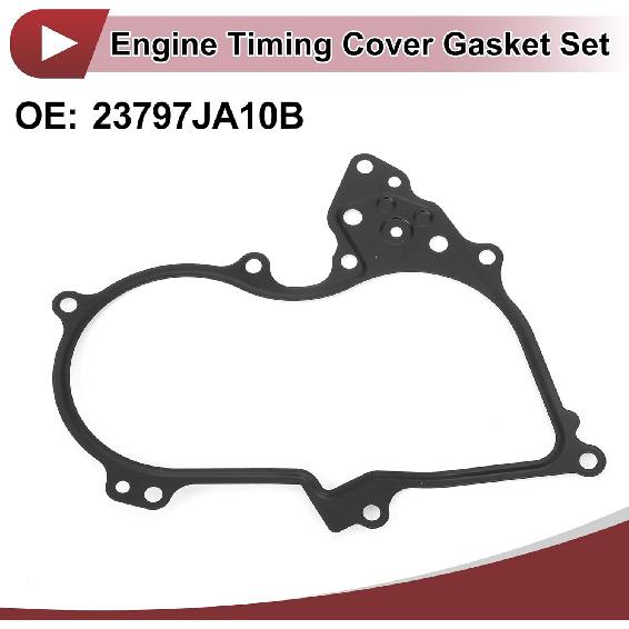 1 Pcs Car Engine Timing Cover Gasket Set for Nissan Altima 3.5L V6 - Gas 2007-2014 Chain Case Cover Gasket No.23797JA10B Black Metal
