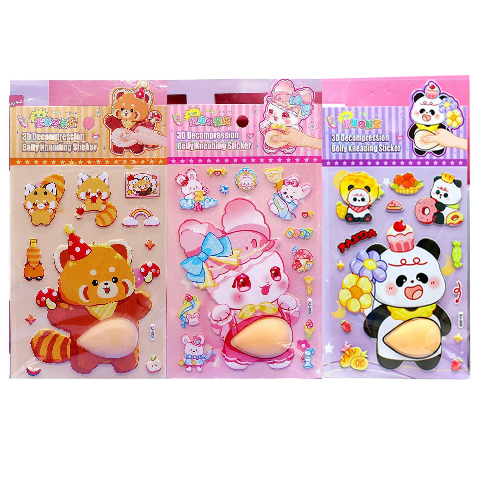 

LQHZC Raccoon Seal 3D Soft Belly Sticker Cute Mochi Squishy Decoration for Phones Notebooks Diaries Car Handicrafts