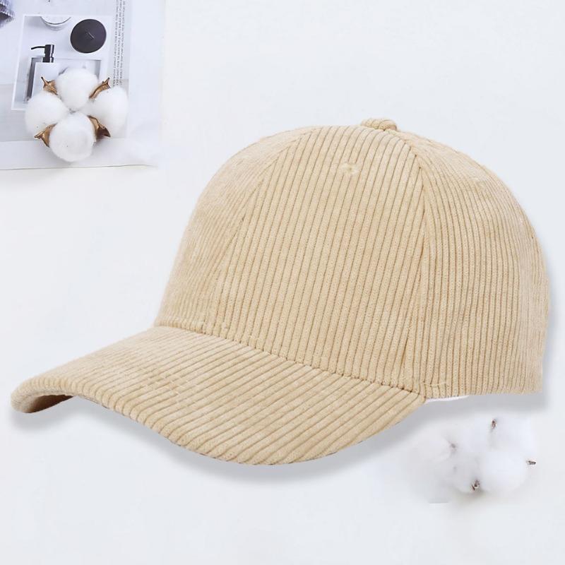 Corduroy baseball cap embroidery autumn and winter outdoor sunshade sun protection peaked cap men's work cap