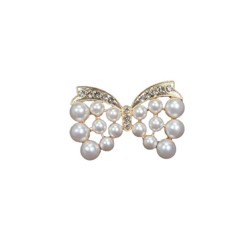 Elegant Women's Rhinestone Bow Brooch - High-End Alloy Pin Accessory