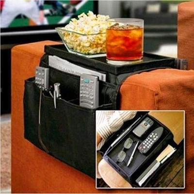 Sofa Armrest Organizer with Tray and Pocket for iPhone, iPad, Magazine, Book, TV Remote Control PC313