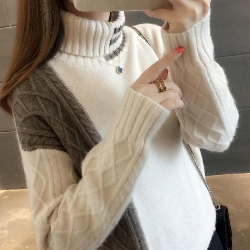 2024 Korean Style Women's High-Neck Sweaters and Loose Outerwear for Autumn and Winter