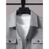 Men S Solid Color Turn Down Collar Button Front Pocket Casual Jacket