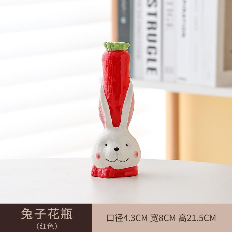 Süße Cartoon-Hase Keramikvase Wohnzimmer Ornamente Zuhause Süßes Tier Hydrokultur Vase Pflanze Blumen Hase Vase Kunst Dekoration