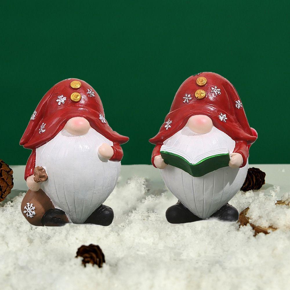 Creative Gnome Figurine Resin Dwarfs Miniature Sculpture Santa Claus Statue Festive Atmosphere