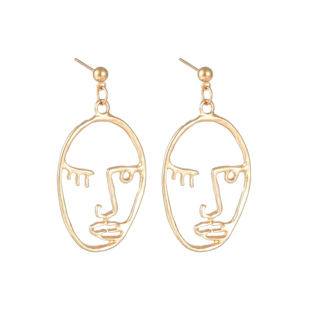 Promotional Earrings, Stylish And Simple Gold Face Contour Stud Earrings 1 Pair