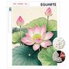 DIY Frameless Pearl Painting Kit Elegant Pink Lotus Flower with Green Leaves 3D Shiny Bead Art Canvas Relaxing Craft for Adults Home Wall Decor Gift