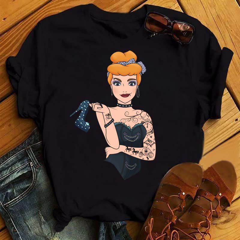 Trendy Casual Princess Cute Pattern Cartoon Fun Print Unisex Loose Summer Y2K Style Casual Street Style Cotton S